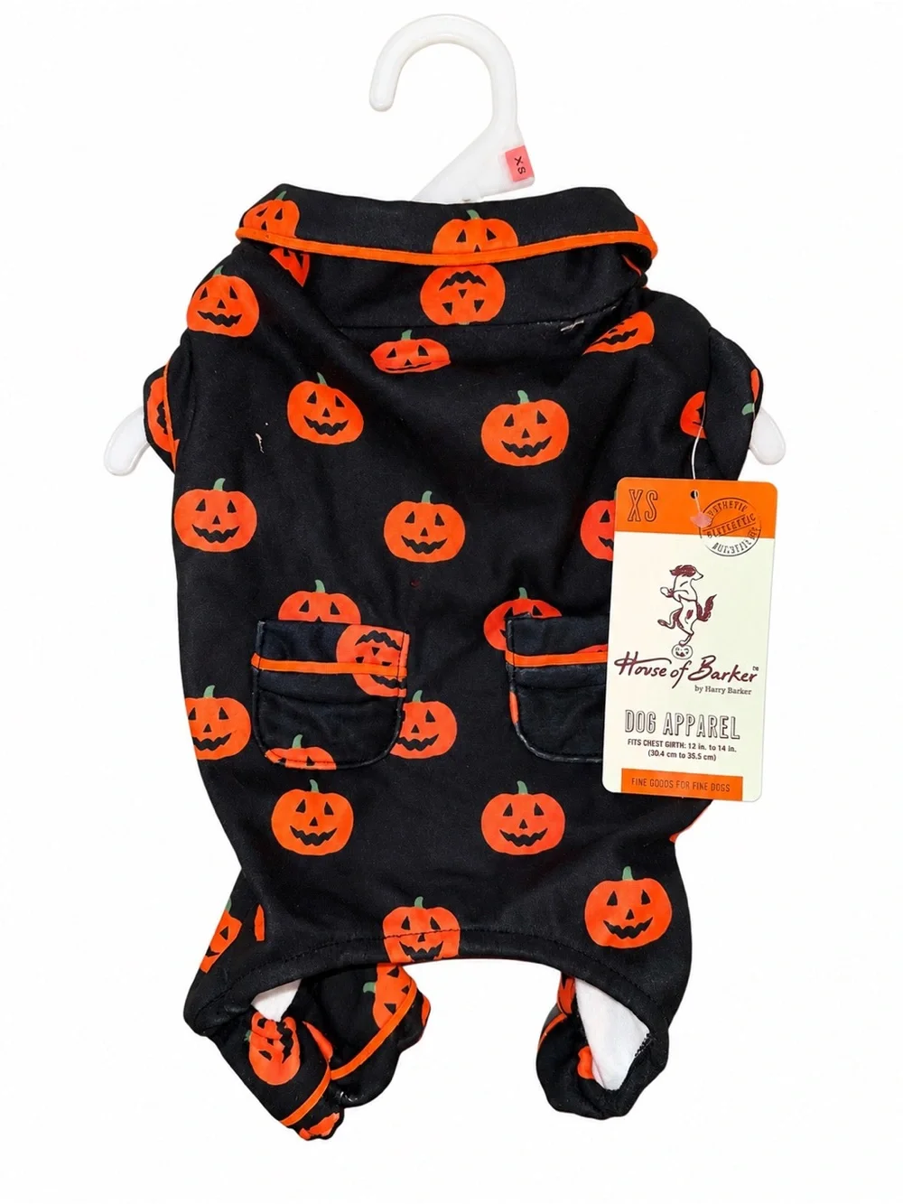 🆕 House of Barker Halloween Pumpkin Dog Pajamas Size XS
